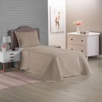 Cobre Leito 2Pç Dupla Face Microfibra Cor Bege Solteiro Liso