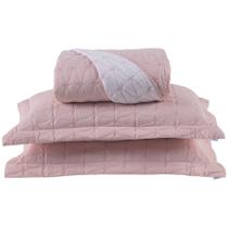 Cobre Leito 3 Peças King Percal 200 Fios Cristal 100% Poliéster - Rose