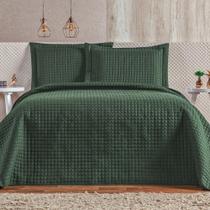 Cobre Leito 3 Peças Queen Percal 200 Fios Plata 100% Poliéster - Verde Militar