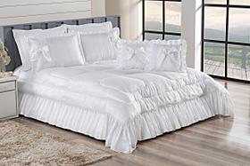 Cobre Leito 7 Peças Branco Perfeitos Acabamentos Queen Cobre Leito 7 Peças Branco Perfeitos Acabamentos Queen