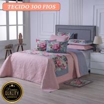 Cobre Leito 8 Peças Dupla Face Micropercal 300 Fios Elegância, Conforto e Toque Macio