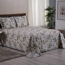 Cobre Leito Arezzo Colcha Casal King Floral Estampado 3 Peçs