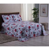 Cobre Leito Arezzo Colcha Casal King Floral Estampado 3 Peçs