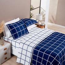 Cobre Leito Austin Casal 3 Peças 200 Fios Grid Aba Americana Cobre Leito Austin Casal 3 Peças 200 Fios Grid Aba Americana