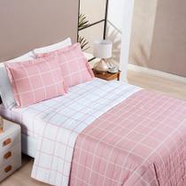 Cobre Leito Austin King 3 Peças 200 Fios Grid Aba Americana