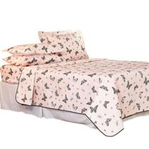 Cobre Leito Basic Casal Padrão Estampado 3 pçs Mariposa - Home Fernandes