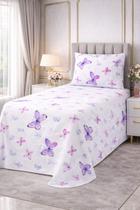 Cobre Leito Bella Natureza LILÁS Solteiro Algodão Sem Enchimento 02 Peças