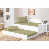Cobre Leito Bicama Com Porta Travesseiro Pratico Solteiro 2 Pecas - Caqui