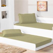 Cobre Leito Bicama Com Porta Travesseiro Pratico Solteiro 2 Pecas - Caqui