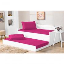 Cobre Leito Bicama Com Porta Travesseiro Pratico Solteiro 2 Pecas - Pink