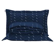 Cobre Leito Bordado 400 Fios Heitor Casal King 100% Poliéster - Azul Marinho