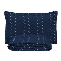 Cobre Leito Bordado 400 Fios Heitor Solteiro 100% Poliéster - Azul Marinho