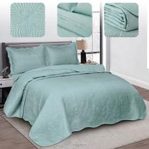 Cobre Leito Cama Box King Size Verde 3Pçs Colcha Premium