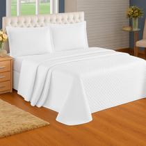 Cobre Leito Cama Casal Queen 3 Peças Liso Matelado