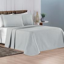 Cobre Leito Casal 100% Algodão com Porta Travesseiro Aba Americana Charm 03 Peças Cinza Cobre Leito Casal 100% Algodão com Porta Travesseiro Aba Americana Charm 03 Peças Cinza