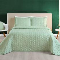 Cobre Leito Casal Ágata 200 Fios Bordado 3 Pçs Verde