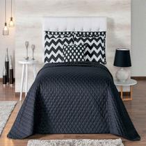 Cobre Leito Casal Chevron Preto e Branco Casaborda 6 Peças