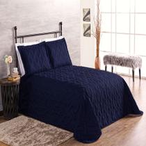 Cobre Leito Casal Clean Azul Marinho Enxovais Aquarela 3 peças