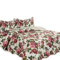 Cobre Leito Casal Colcha de Cama Dupla Face 3 Peças Matelado Luxo Malta 04