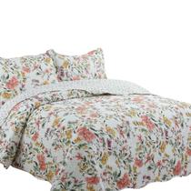 Cobre Leito Casal Colcha de Cama Dupla Face 3 Peças Matelado Luxo Malta 05