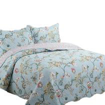 Cobre Leito Casal Colcha de Cama Dupla Face 3 Peças Matelado Luxo Malta 08