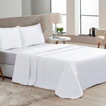 Cobre Leito Casal Colcha Matelada para Cama Cobre Leito com Porta Travesseiro Branco