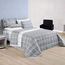 Cobre Leito Casal Dustin Micropercal 200 Fios Dupla Face 3 Peças - Cinza
