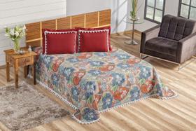 Cobre Leito Casal padrão 3 peças e Cortina 2 Metros Rubi Tecido Rústico Cobre Leito Casal padrão 3 peças e Cortina 2 Metros Rubi Tecido Rústico