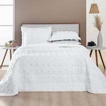 Cobre Leito Casal Padrão 300 Fios Poppy 03 Peças Branco