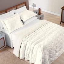 Cobre Leito Casal Padrão 300 Fios Resistente e Macio Aveline 03 Peças Off White Cobre Leito Casal Padrão 300 Fios Resistente e Macio Aveline 03 Peças Off White