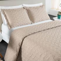 Cobre Leito Casal Padrão Agata Bordado Micropercal 200 Fios 3 Peças - Caqui