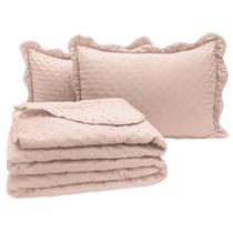 Cobre Leito Casal Padrão Bold Dupla Face 300 Fios 3 Peças - Rose