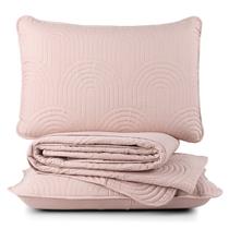 Cobre Leito Casal Padrão Dupla Face Arcos Micropercal 200 Fios Rosa - 3 Peças - 100% poliéster