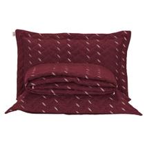 Cobre Leito Casal Padrão Heitor Bordado Hipercal 400 Fios 3 Peças - Vermelho Marsala