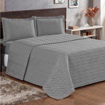 Cobre Leito Casal Padrão Pratic Lisa 3 Peças - Cinza