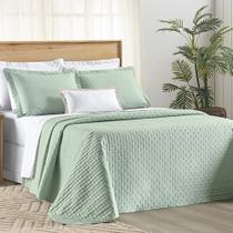 Cobre Leito Casal Padrão Verity 200 Fios Bordado 3 Peças - Menta