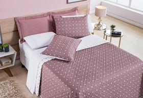 Cobre Leito Casal Poá Micro 200 Fios Dupla Face 3Pçs Rosê