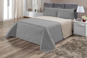 Cobre Leito Casal Queen 3 Pçs - Colcha Dupla Face Com Vies