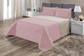 Cobre Leito Casal Queen 3 Pçs - Colcha Dupla Face Com Vies