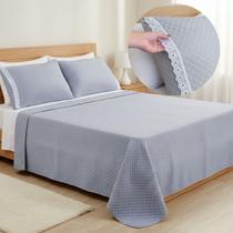 Cobre Leito Casal Queen 3 peças Lese Colcha Dupla Face Matelado c/ Porta Travesseiro