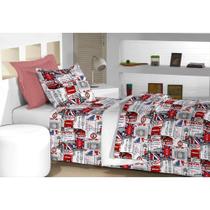 Cobre Leito Casal Queen 3 Peças Londres Percal 200 Fios Dupla Face Matelado Cobre Leito Casal Queen 3 Peças Londres Percal 200 Fios Dupla Face Matelado