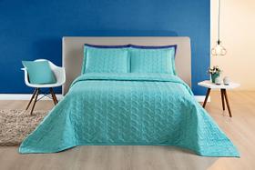 Cobre leito casal Queen 3 peças micropercal 200 fios 2,60 X 2,40 com dois portas travesseiros totalmente bordado