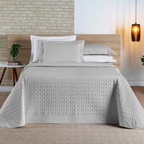 Cobre Leito Casal Queen Algodão Percal 200 Fios Madri 3 Pçs Cinza