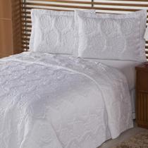 Cobre Leito Casal Queen Dupla Face 3 Peças Rosas Branco