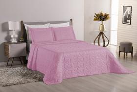 Cobre leito casal queen super delicado coração rosa 3 peças