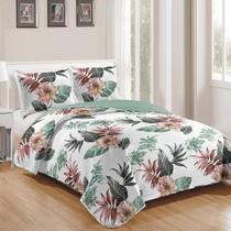 Cobre Leito Casal Shabby Chic Patchwork Dupla Face 3 pecas