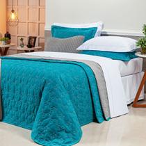 Cobre Leito Casal Super King Bordado Bouti Dupla Face Percal 400 Fios 03 Peças