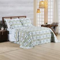 Cobre Leito Colcha Cama King Afeto Kit 3 Peças 400 Fios Estampas Dupla Face