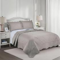 Cobre Leito Colcha Casal Camesa Egeu Bege Kit 3 Peças