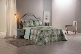 Cobre Leito Colcha Casal Padrão 3 Peças Losango Verde Dupla Face 100% Algodão